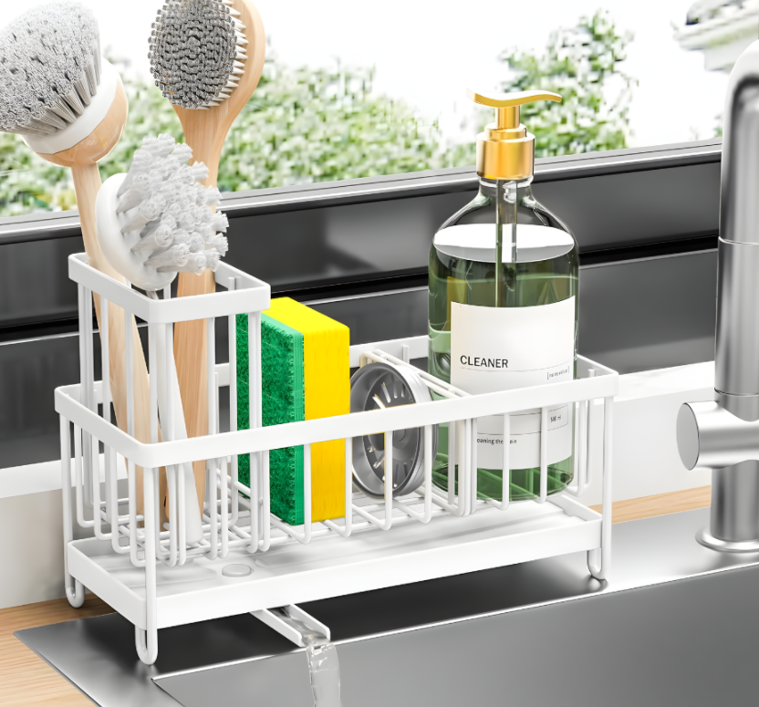 The Flow™ Sink Caddy | Kitchen Sink Organizer with Drain Tray