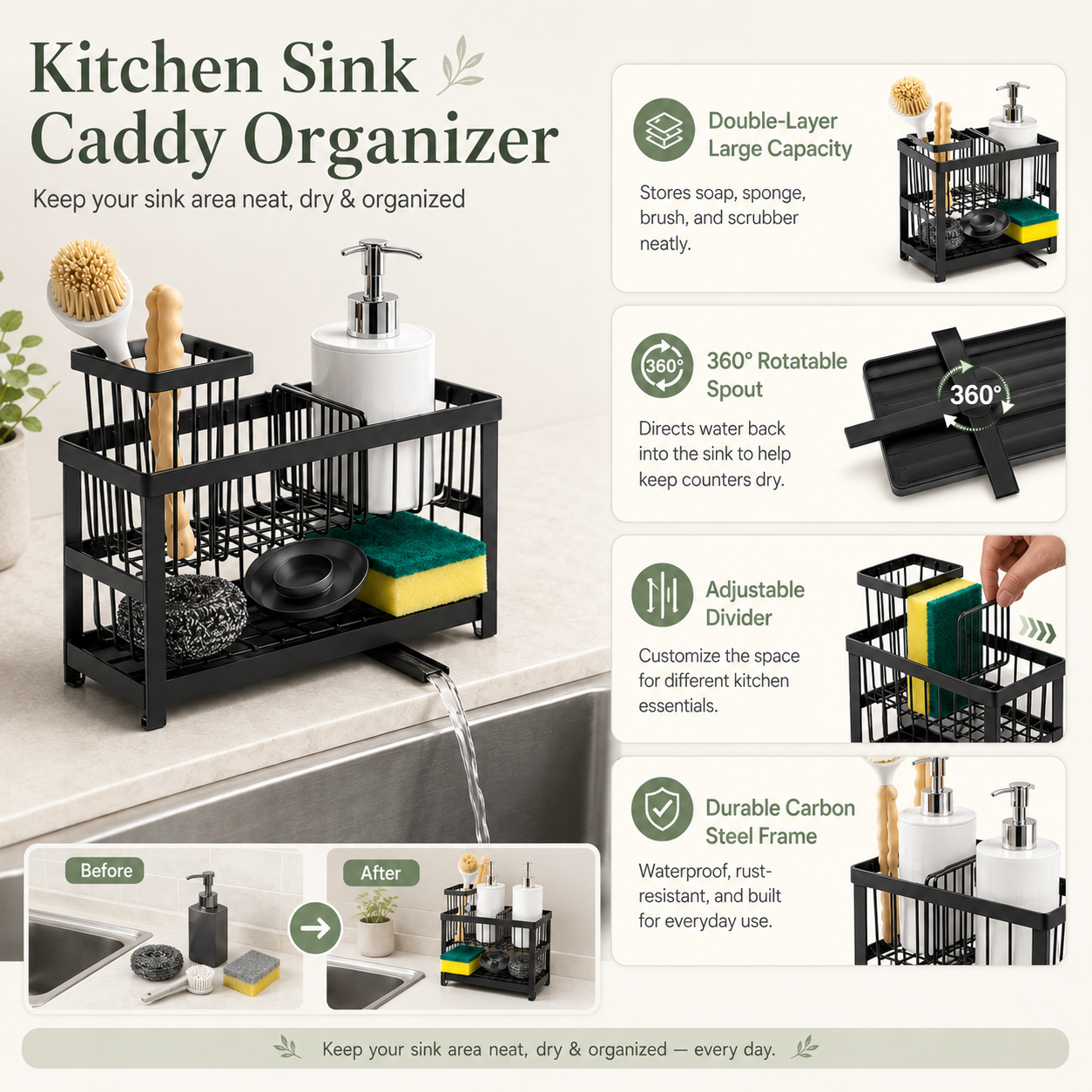 Kitchen Sink Caddy Organizer