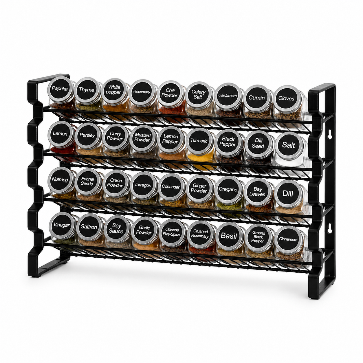 23×16 Spice Rack Organizer with 36 Glass Jars